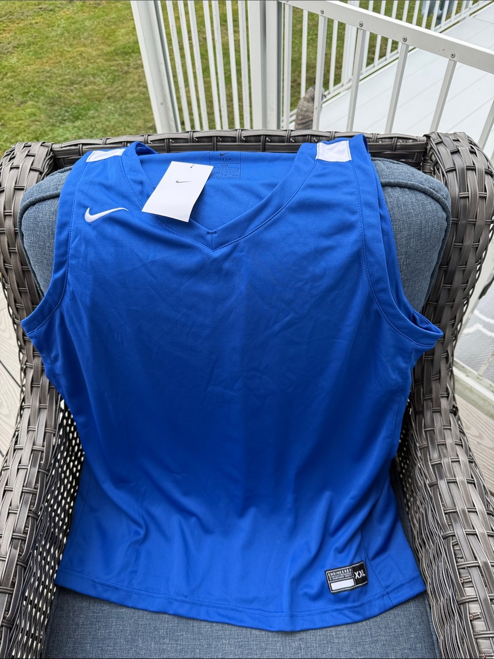 Nike Blue Sleeveless Performance Tank with White Accents